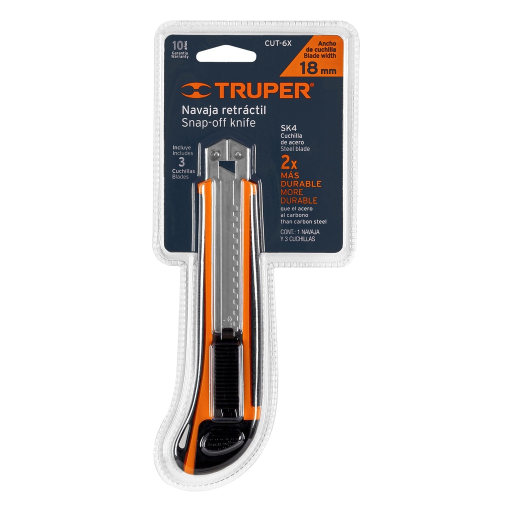 CUT-6X Cutter 18 mm Profesional con Alma Metálica y Grip, TRUPER