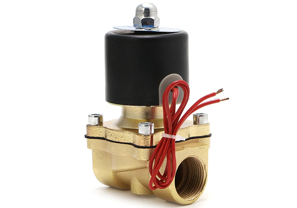 Valvula Solenoide Eléctrica Normalmente Cerrada, 2W AC220V de Laton para Agua / Aceite 1/2"