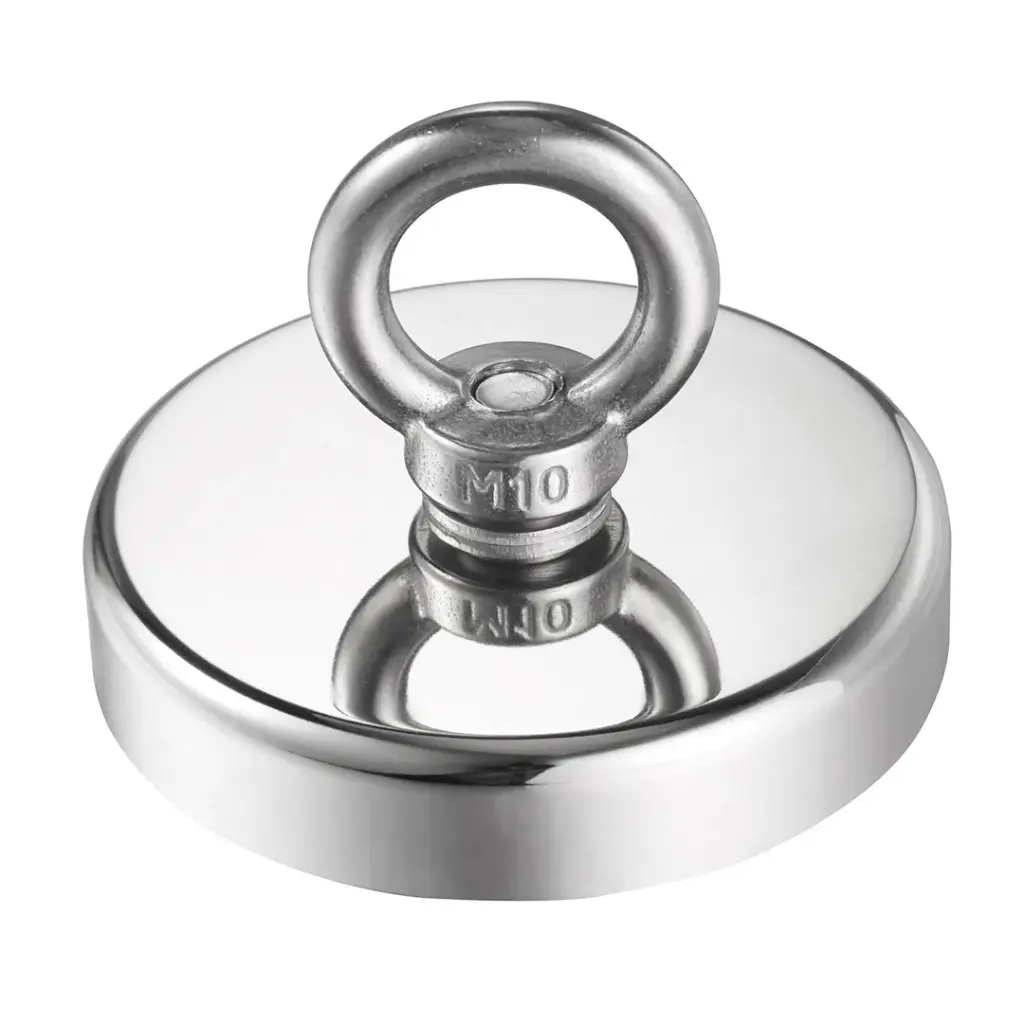 Iman de Neodimio de 42mm de Diametro NdFeB con Gancho Max. Fuerza vertical 68kg HF