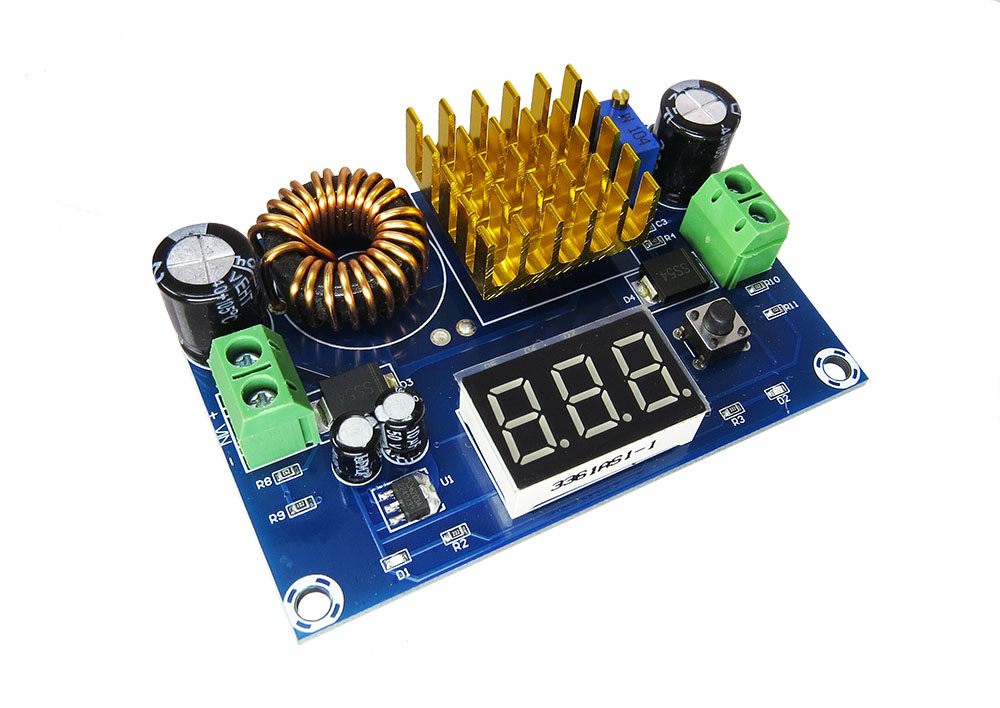 Conversor DC-DC Boost (Elevador) XH-M411 de DC 3V-35V a DC 5V-45V Ajustable con Display LED Imax Pico: 5AMP