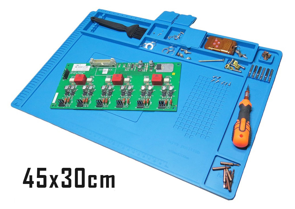 Base de Soldadura de Jebe Siliconado, Plataforma de Trabajo con Aislamiento, para Estación de Soldar de 45x30 Base Manta Tapete