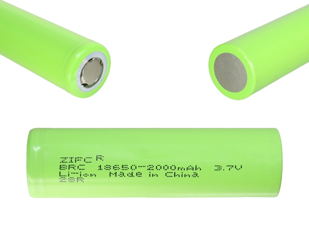Bateria Cilindrica Recargable 18650 de Li-Ion de 3.7Voltios 2000mAH Verde