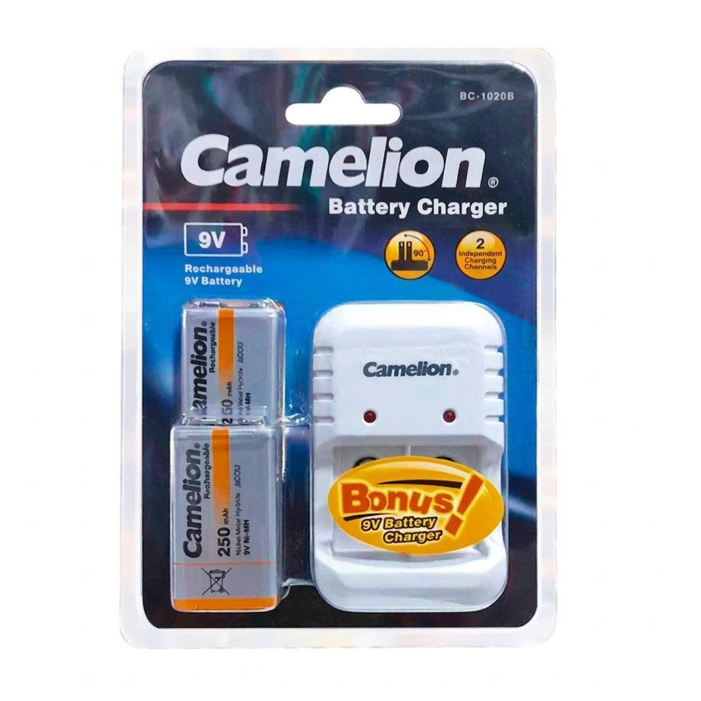 Cargador mas 2 Baterias 9V Recargable 250 mAh Camelion