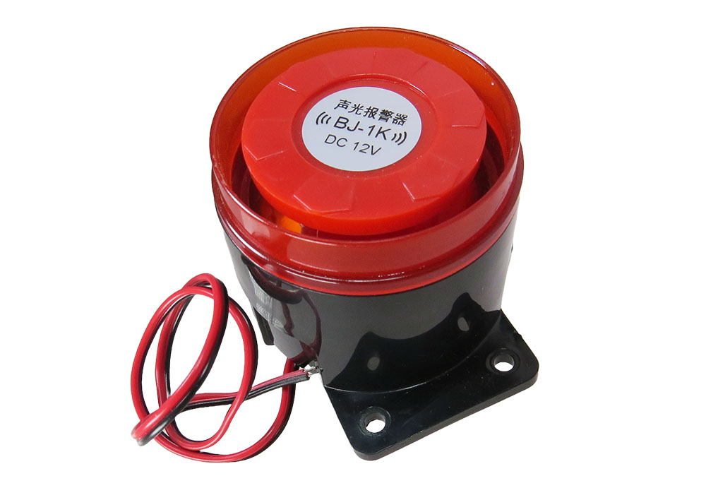 Buzzer Piezo Electrico Activo BJ-1K de 85dB de 12VDC de 55mm Diametro con Luz