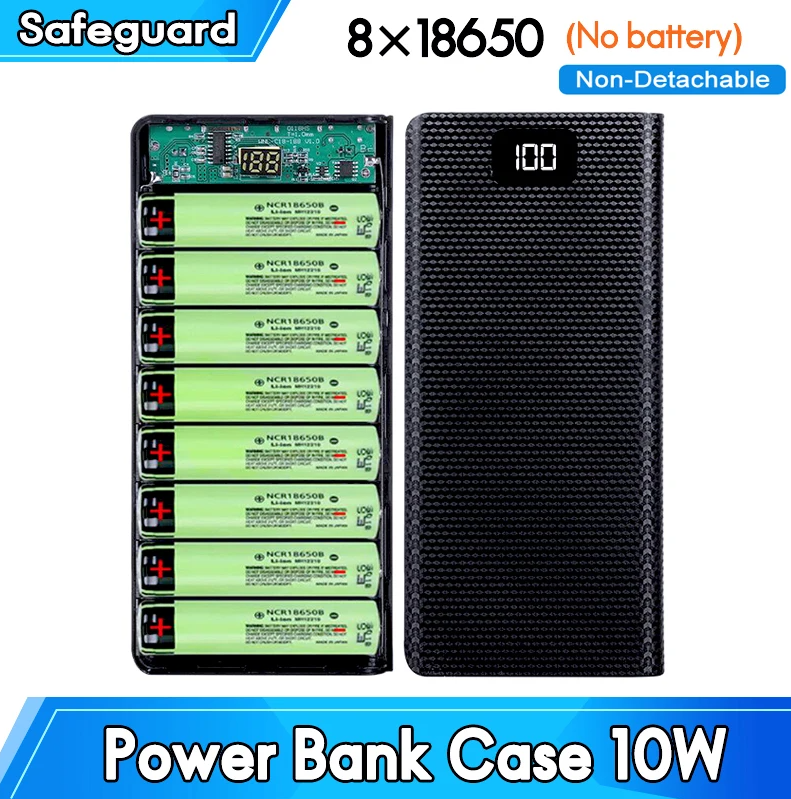 Case para 8 Batería 18650 USB C, 5V, 10W El. Fr.