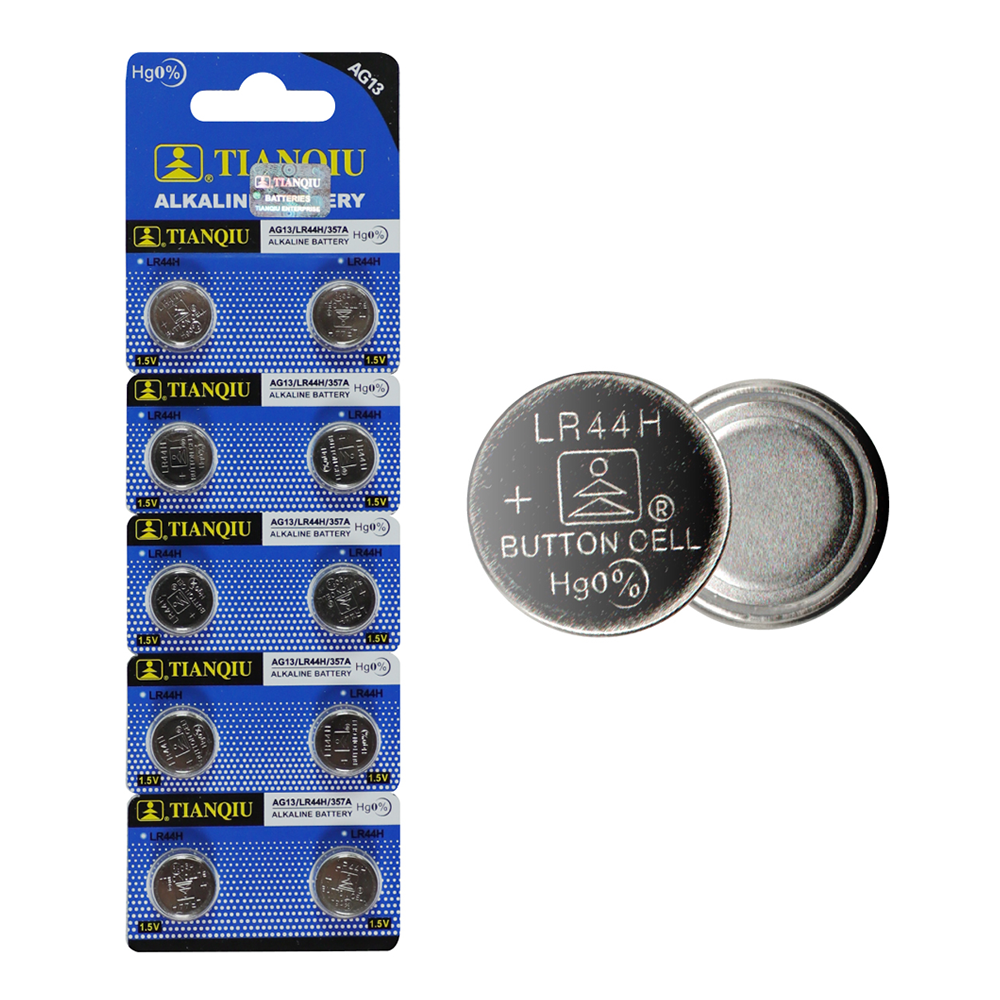 Pila Botón Alcalina 1.5V AG13 LR44H x 10 Pilas TIANQIU 