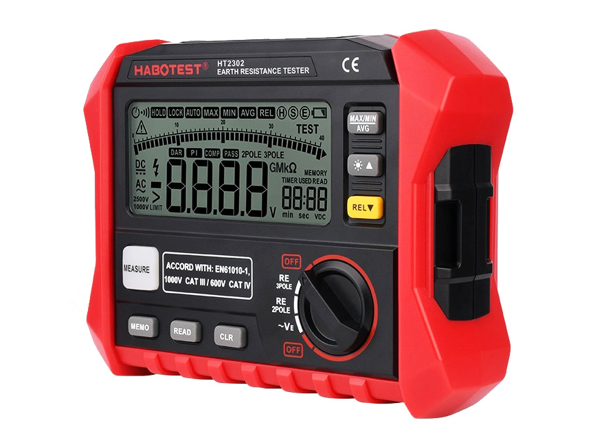 Medidor Digital de Resistencia de Tierra HT2302, 0 Ohm a 4K Ohm, Telurometro Habotest.