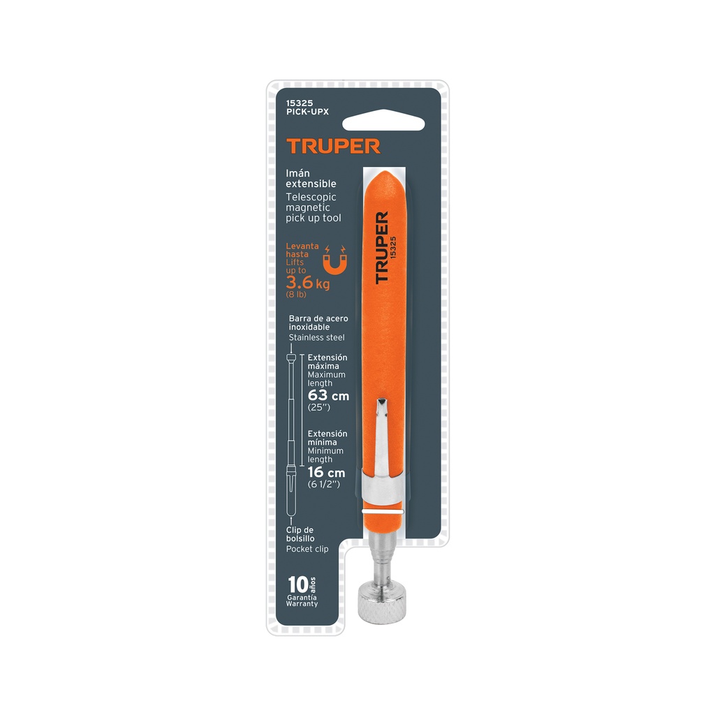 Iman Extensible de Acero Inoxidable, 3.6 kg, TRUPER 15325