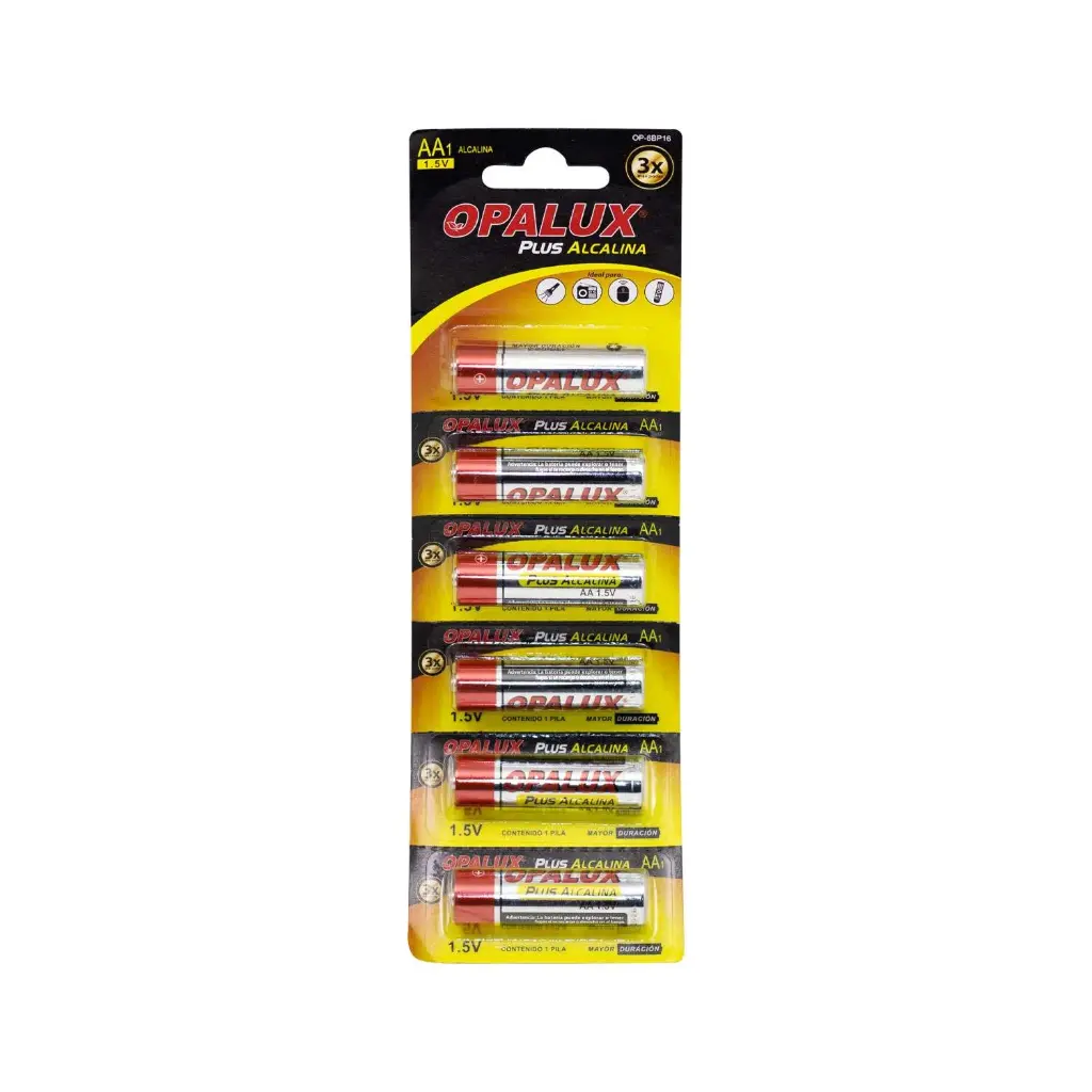 OP-6BP16 Pilas Alcalina AA 1.5V "OPALUX" PAR 