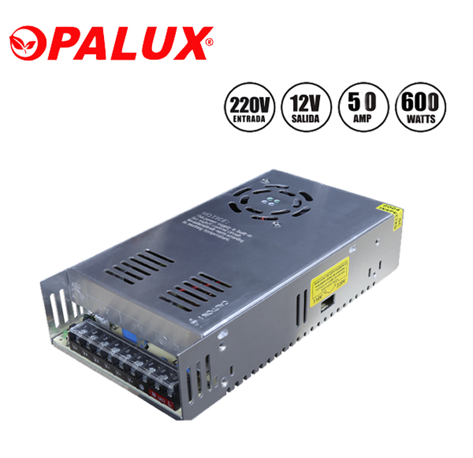 OP-F12V50A-600W Fuente Switching 600W/12V 50A "OPALUX" Ip20 Al C/Ventilador