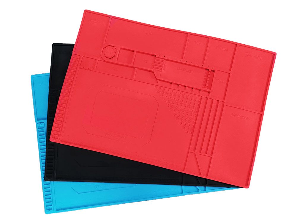 Base de Soldadura de Jebe Siliconado, Mesa de Trabajo con Aislamiento para Soldar de 55x38cm (Rojo)