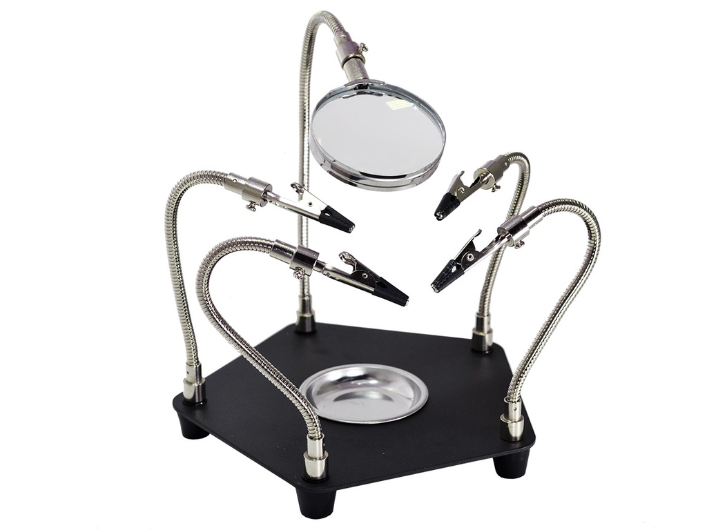 Soporte de Tarjetas PCB de 4 Brazos con Pinzas Cocodrilo y Lupa JM-070