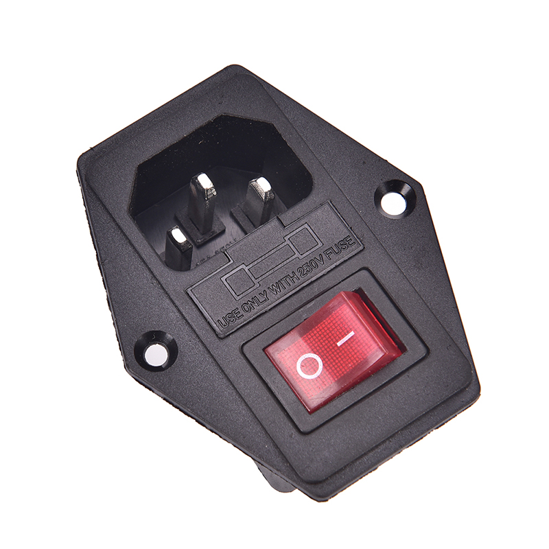 Jack de Poder de 3 Pines con Interruptor IEC C14 para Montaje en Chasis con Fusible (No Incluido)
