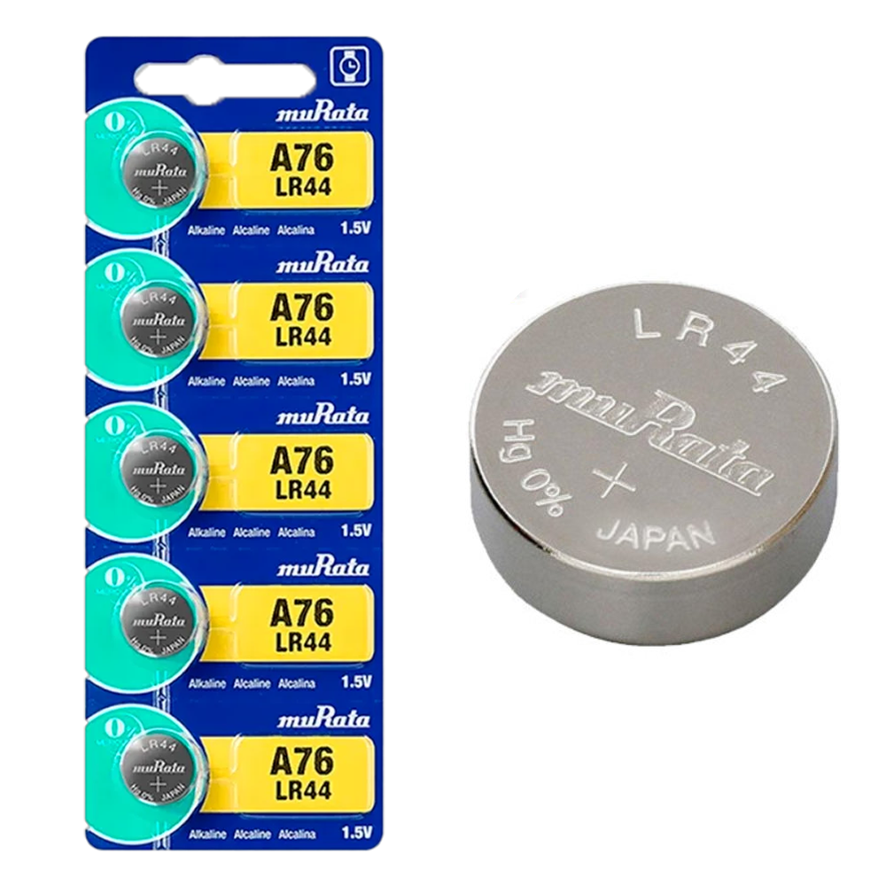 Pila Botón Alcalina 1.5V A76 LR44 x 5 Pilas MURATA