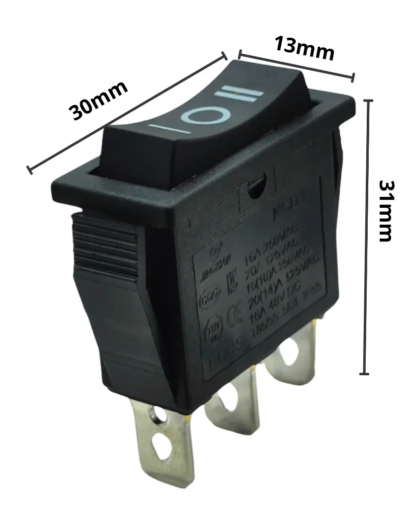 Switch Retornable Doble 3Pin, 15A-250V Black