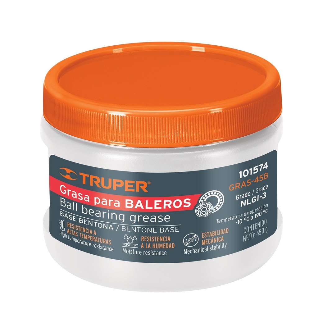 Grasa Lubricante Automotriz, Para Baleros, Base Bentona, 450 gr, Truper 101574