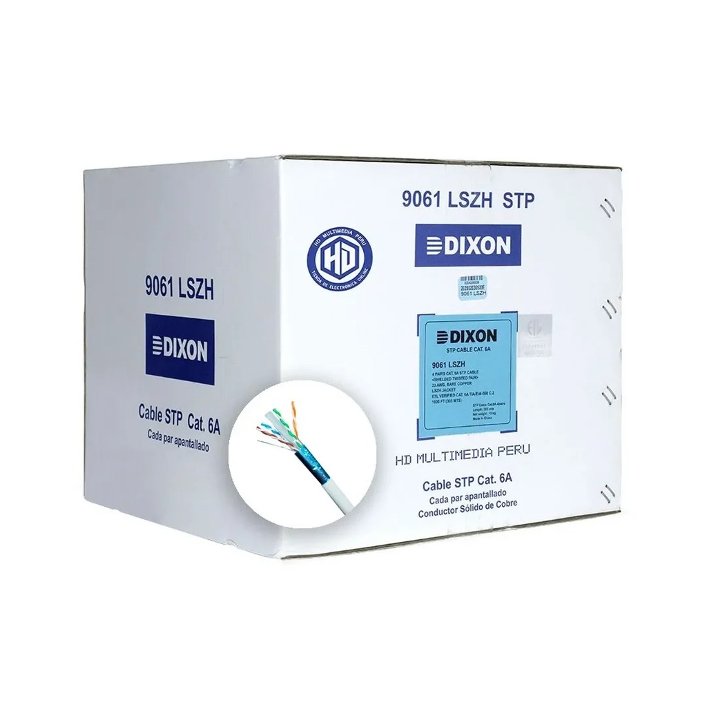 Cable De Red Dixon F/Ftp 9061 Cat.6A 4p x23 AWG Caja 305m