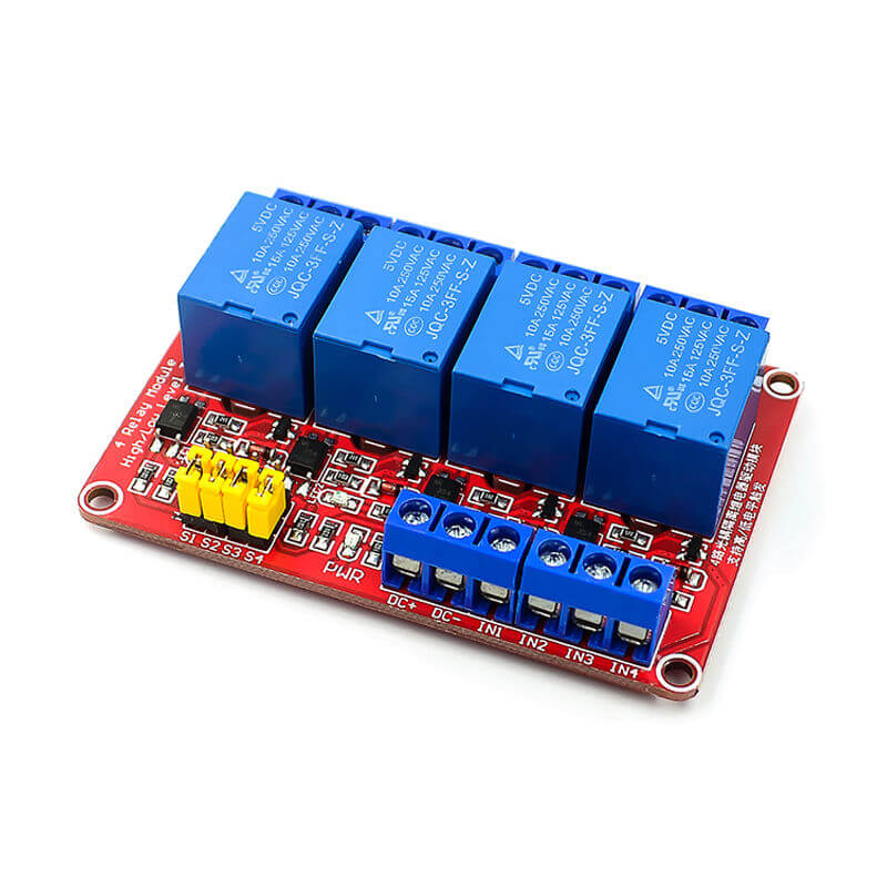 SRD12-X4PCB Modulo de Rele de 4 Canales 12VDC. Corriente de Rele 10A  