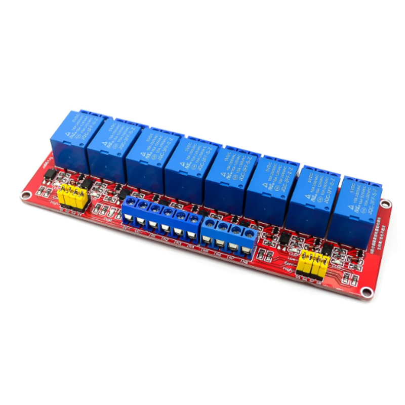 SRD12-X8PCB Modulo de Rele de 8 Canales 12VDC. Corriente de Rele 10A   
