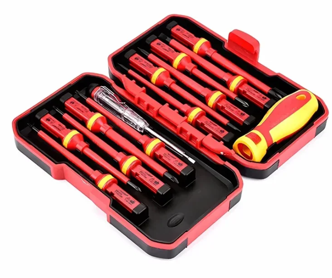 Juego de Destornilladores Aislados VDE, de 1000V con Probador en Estuche