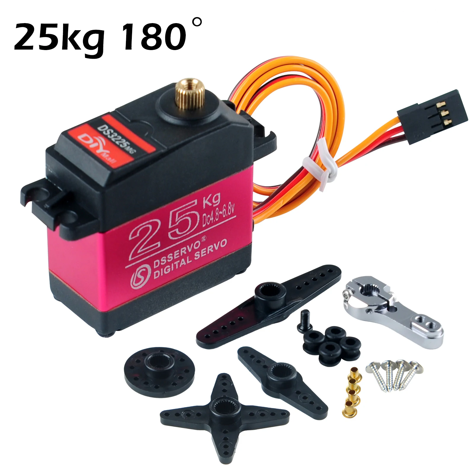 Servo Digital RC DS3225 25Kg, Resistente al Agua de 180 Grados, Engranaje Metálico 