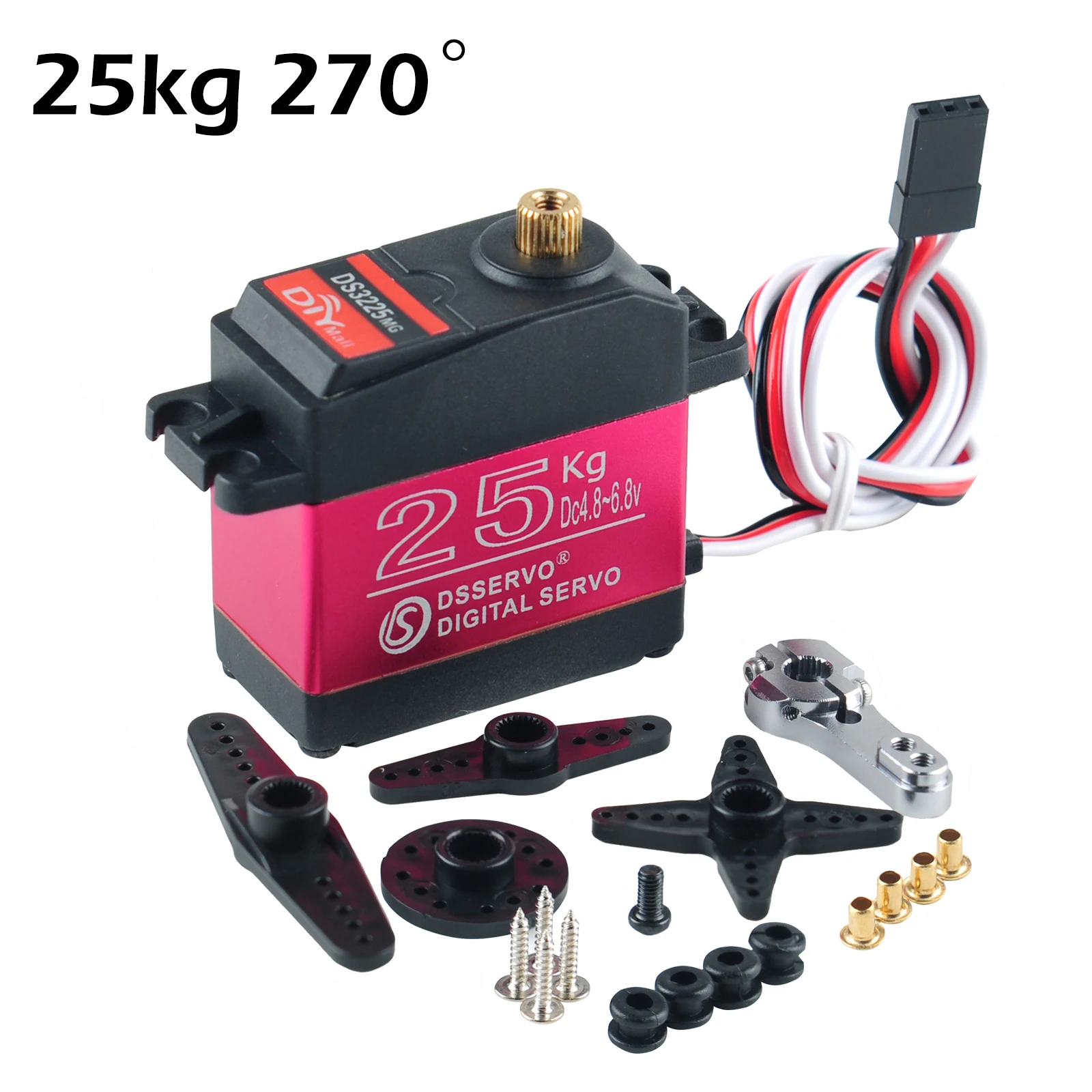 Servo Digital RC DS3225 25Kg, Resistente al Agua de 270 Grados, Engranaje Metálico  