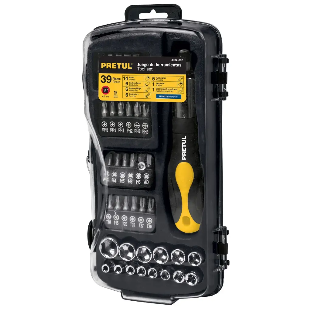 Juego de 39 Herramientas 1/4" para Mecánico, PRETUL 23971