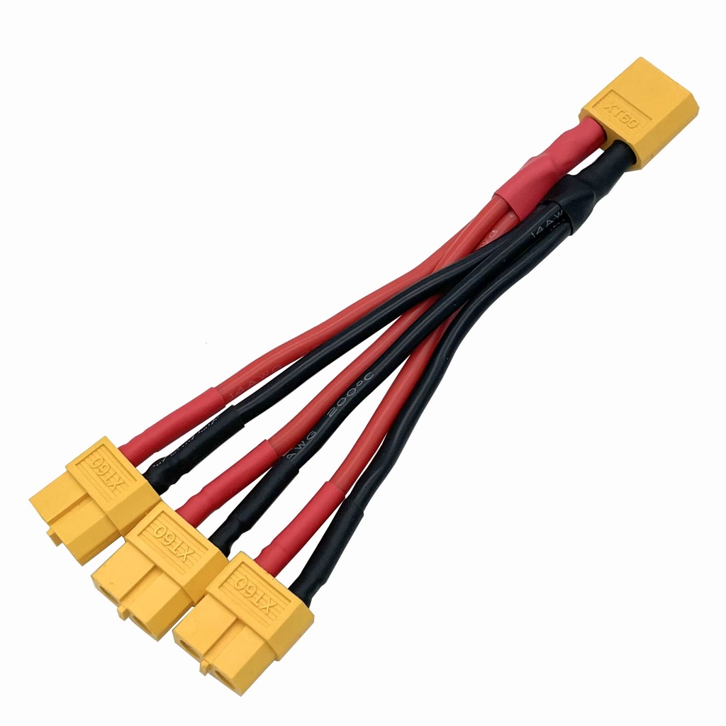 Conector XT60 Macho/Hembra – Cable Divisor 1 x 3 para Baterias