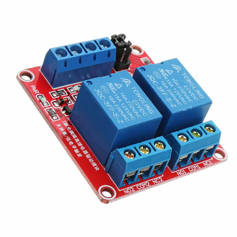 Modulo de Rele de 2 Canales 24VDC. Corriente de Rele 10A    