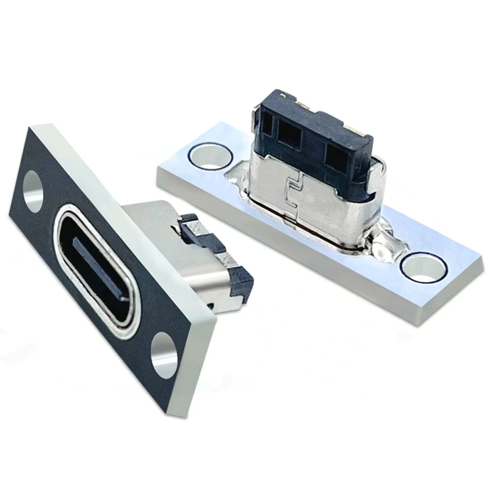 Conector USB Tipo C con Placa de Fijación  2 Pines Conector Hembra