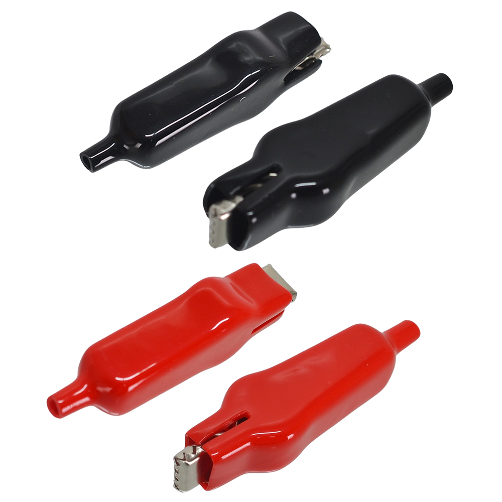 Pinzas de Cocodrilo 20A Aisladas (Rojo y Negro) Funda de Goma Par