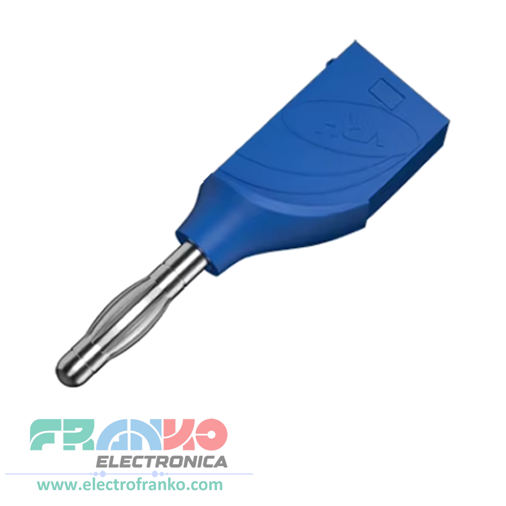 Conector Banana 4mm Apilable Negro con Jack 4mm Mueller  Cobre Niquelado 