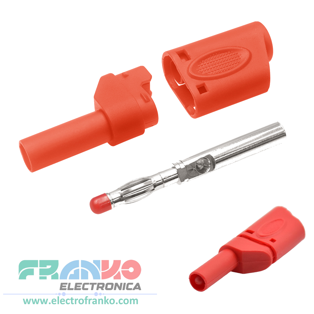 Conector Banana Macho de 4mm Niquelado con Funda