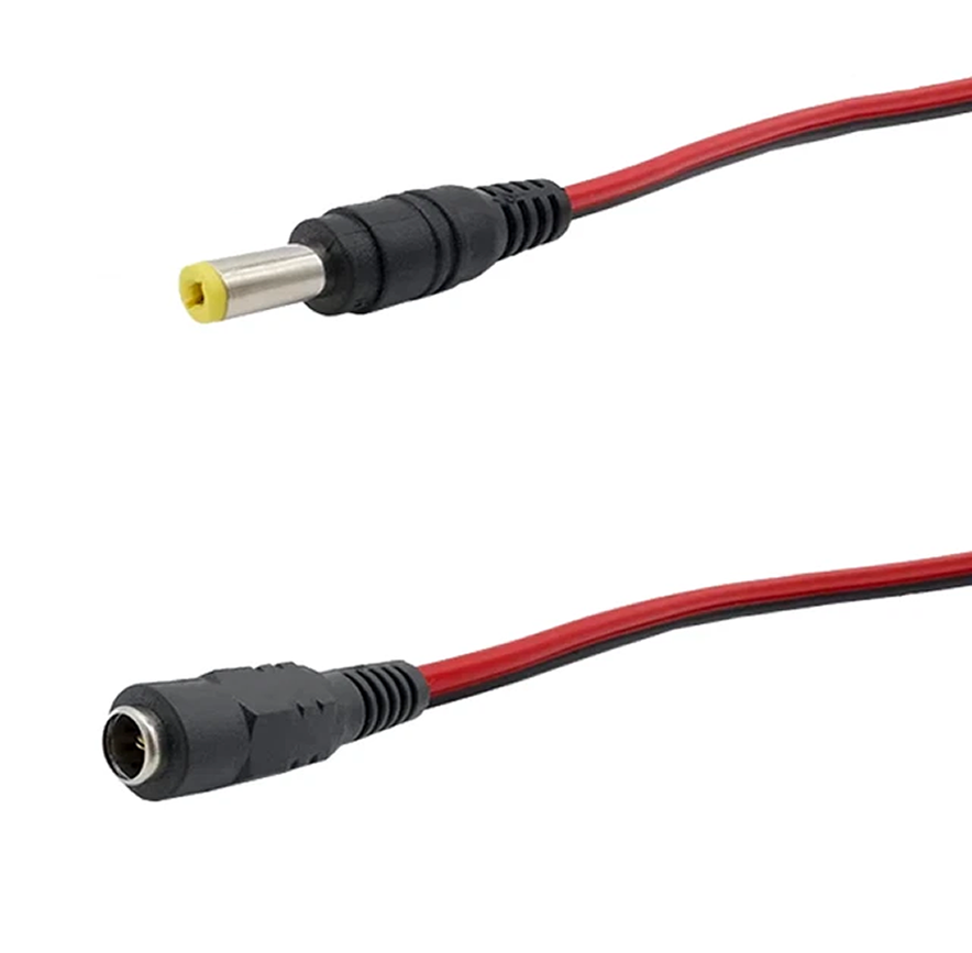 Cable de Alimentación DC 12V con Conectores Macho y Hembra 5.5x2.1mm