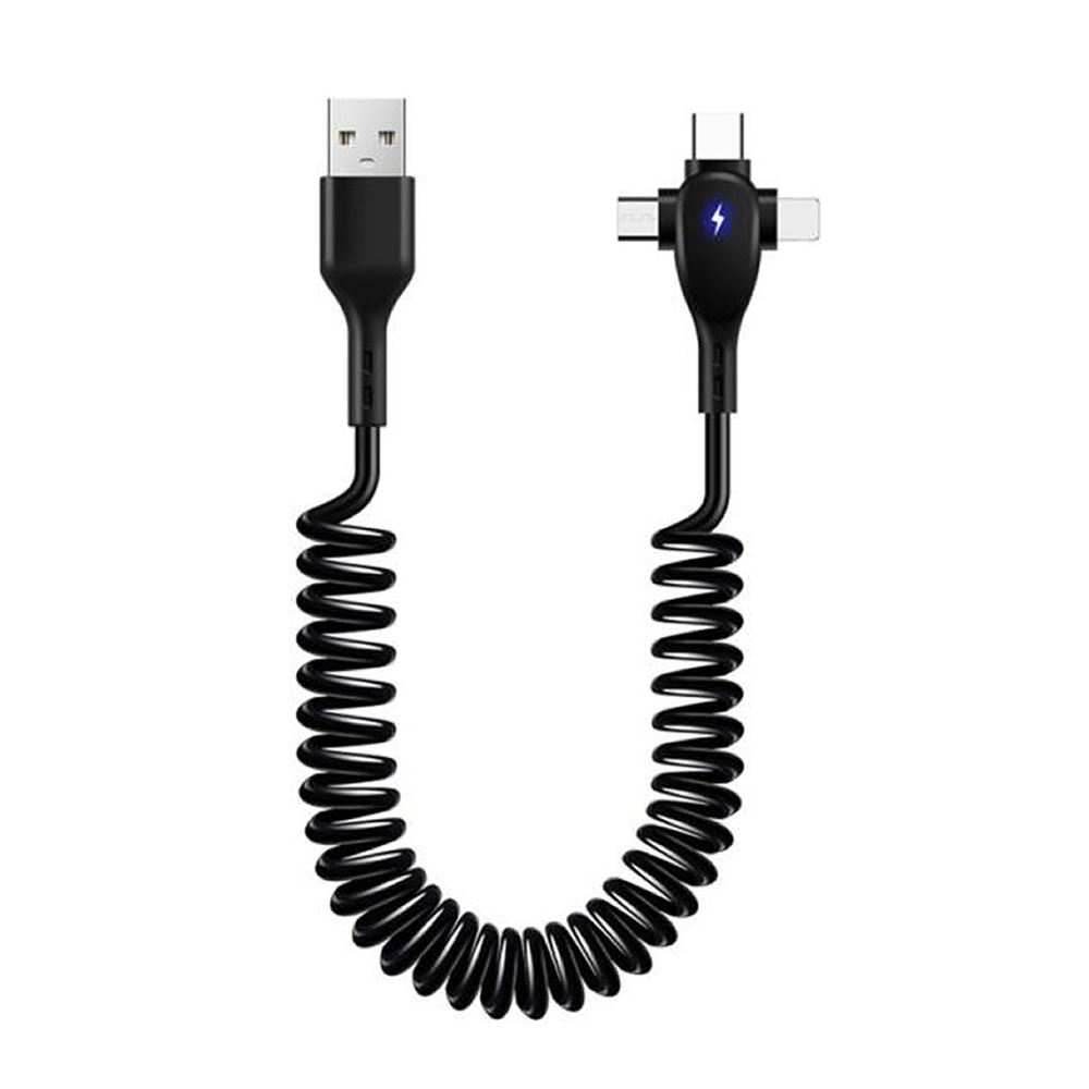 Cable Retractil 3 en 1 de Carga Rápida con Conectores USB-C, Lightning y Micro USB 120W 
