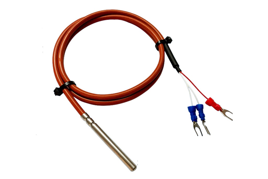 PT100 RTD Sensor Termistor de 1% de Precisión con Cable Siliconado de 1 metro y 3 Terminales.