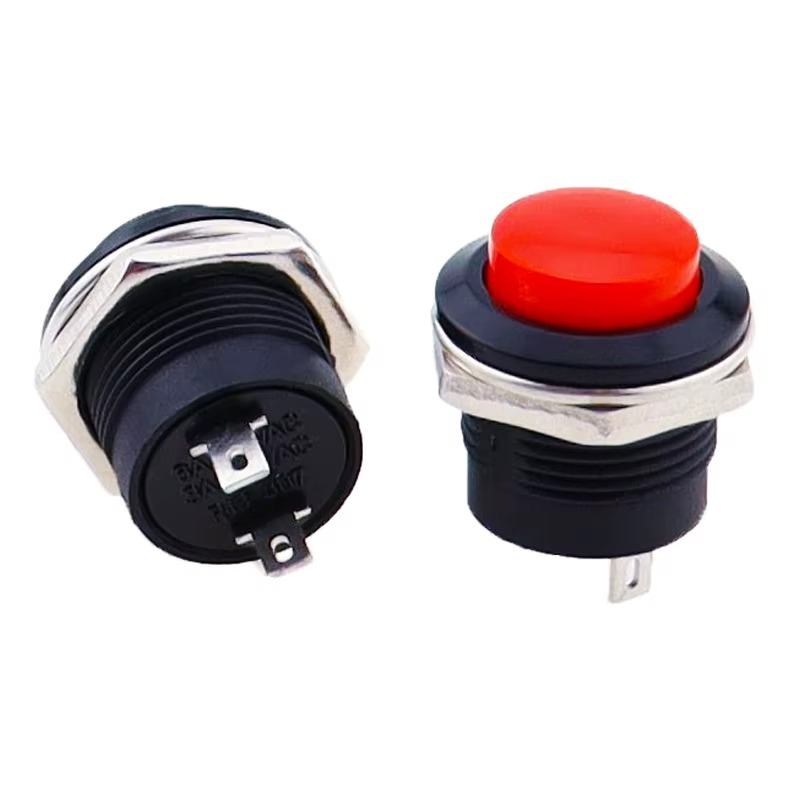 Pulsador de 2 Pines Plastico Circular 16mm. N.O. 