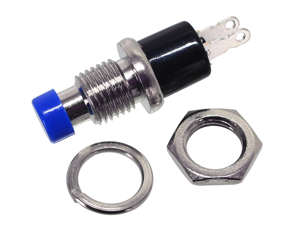 Pulsador Azul Redondo Normalmente Cerrado (NC) SPST con 1A / 250V AC