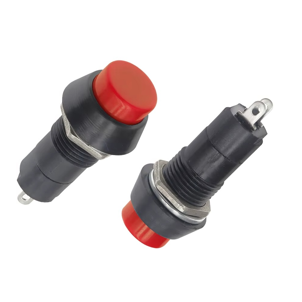 Interruptor de Boton PBS-11B 12 mm – Autobloqueo 250VAC / 3A  2 Pines