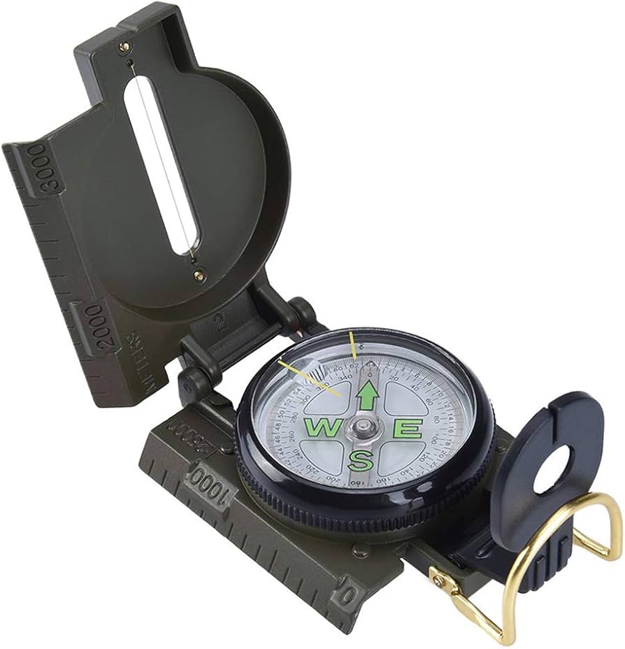 Brujula Estilo Militar, Metálica – Impermeable para Senderismo, Montañismo