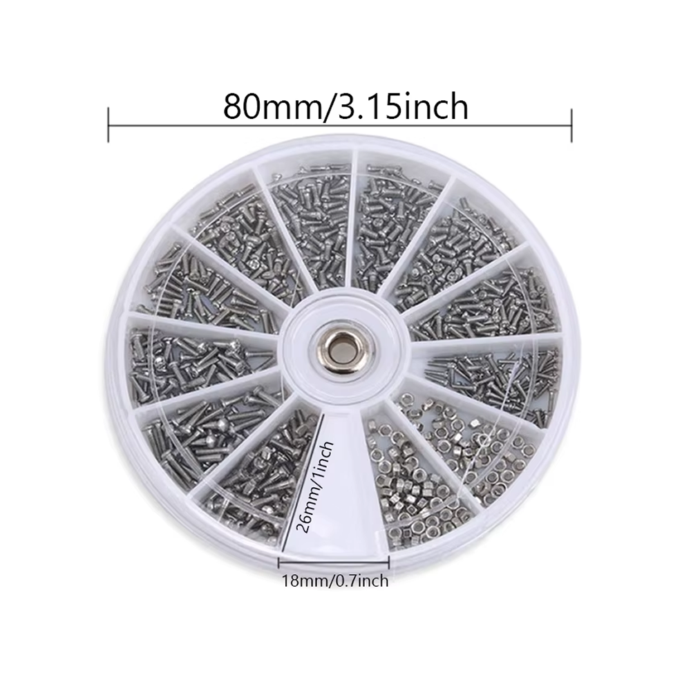 Kit de 600 Tornillos de Precisión M1–M1.6 (12 Tipos) – Tornillos y Tuercas para Relojería