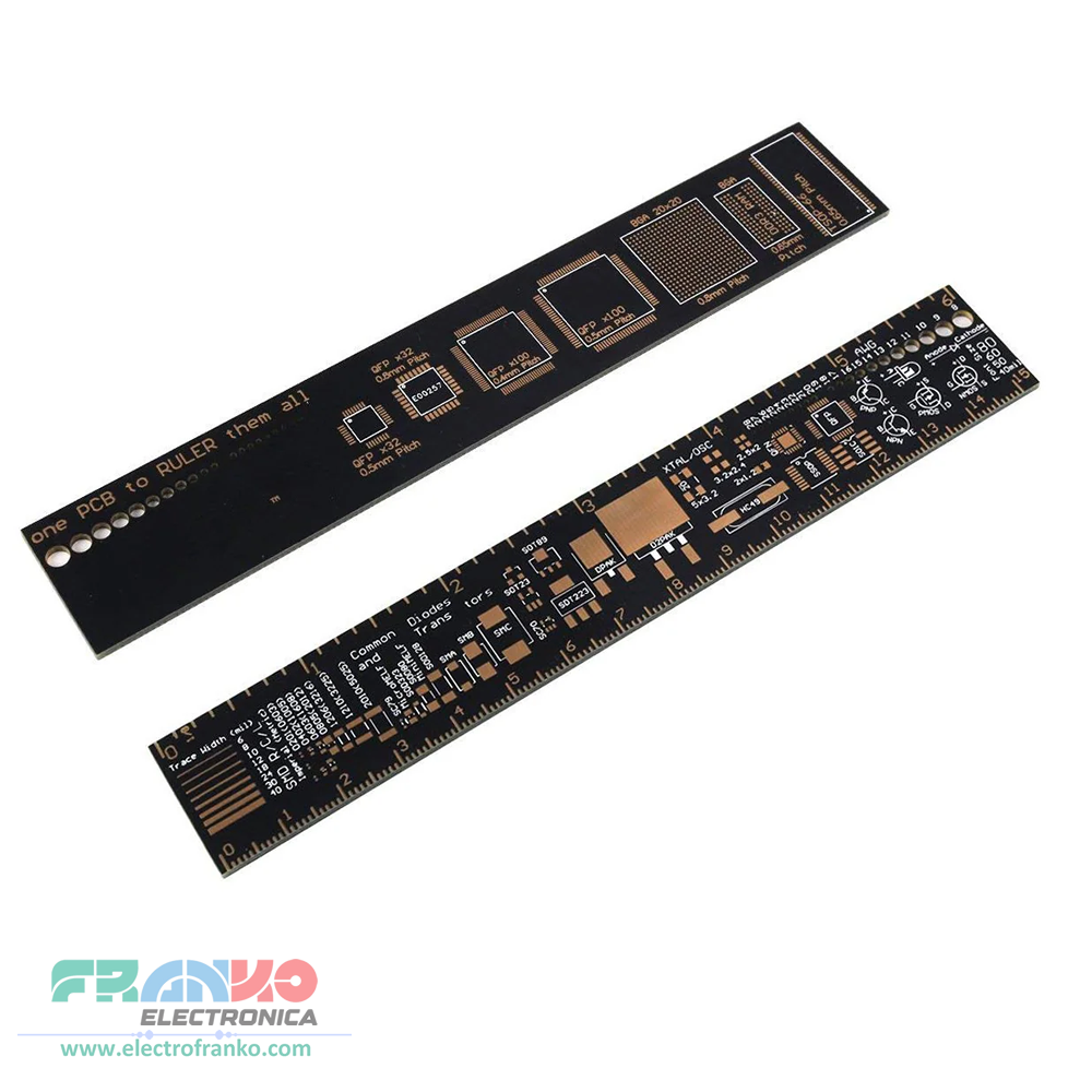Regla PCB Profesional 15 cm – Plantilla Técnica SMD, Guías de Medición para Diseño Electrónico