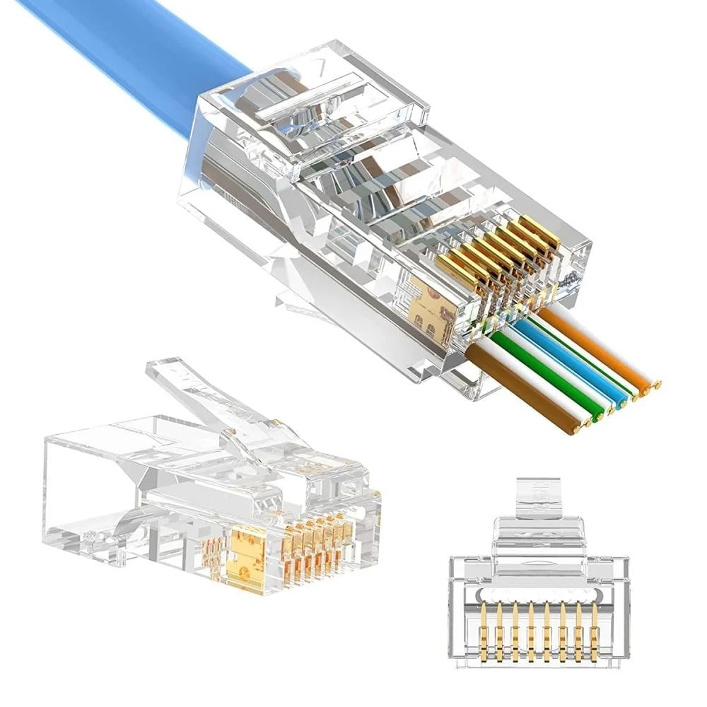 Conector Plug RJ45 Pasante UTP Cat5e - 8P8C para Cable de Red