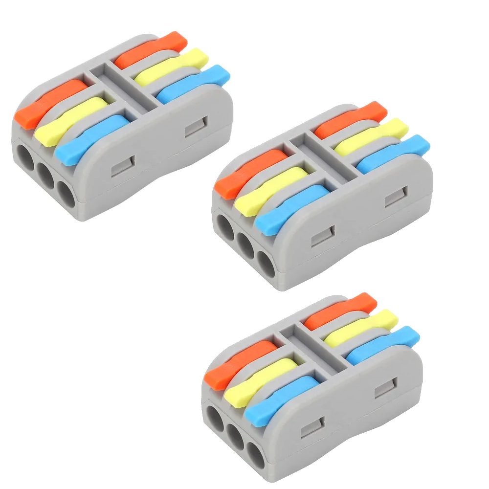 Conector de Conexión Rápida 3 a 3 (28–12 AWG) – Terminal de Empalme en Línea Aislados  