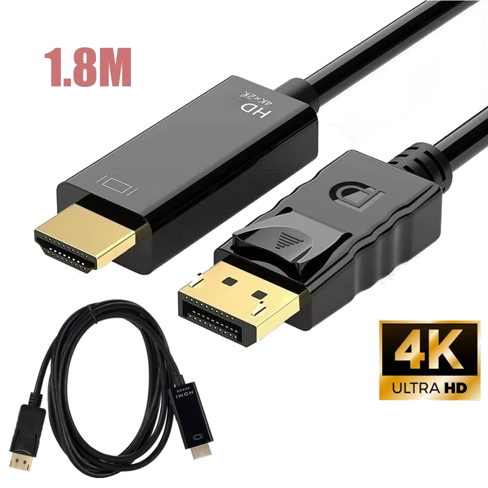 Cable DisplayPort a HDMI 1.8m 4K Adaptador DP a HDMI para Monitor y Proyector