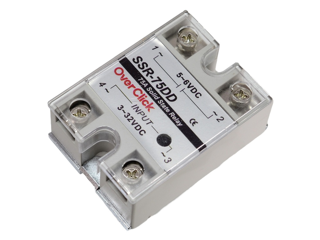 Rele de Estado Sólido SSR-75DD DC-DC de 75A 5-60VDC Max. Entrada 3-32VDC Salida 5-60VDC