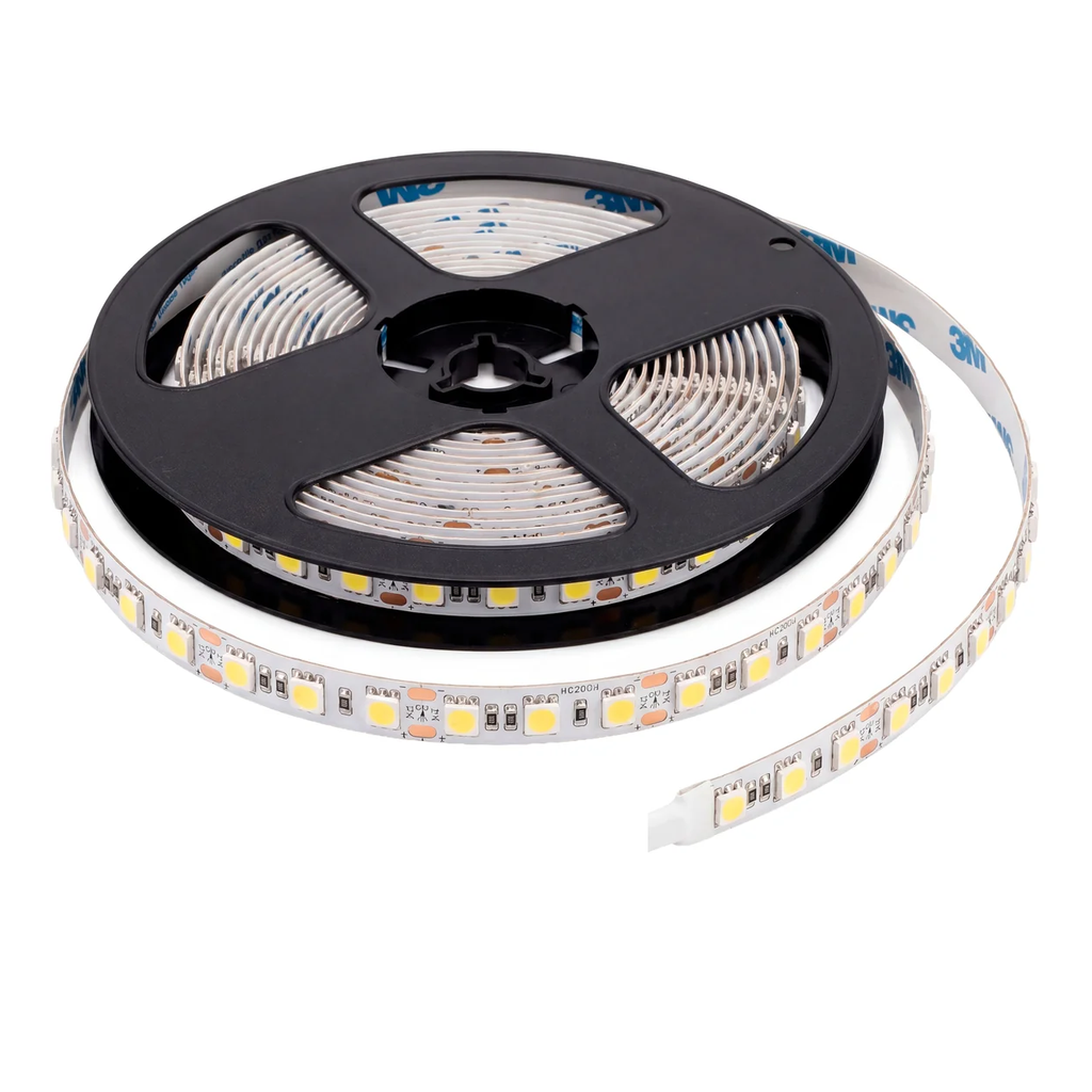 Cinta LED Luz Blanca 12V, Rollo 5 Metros, LED 5 mm