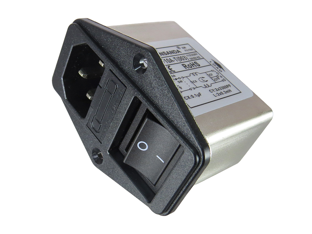 Filtro EMI de Potencia CW2B-10A-T (003) Con Switch y Porta Fusible para 115V ~ 250VAC