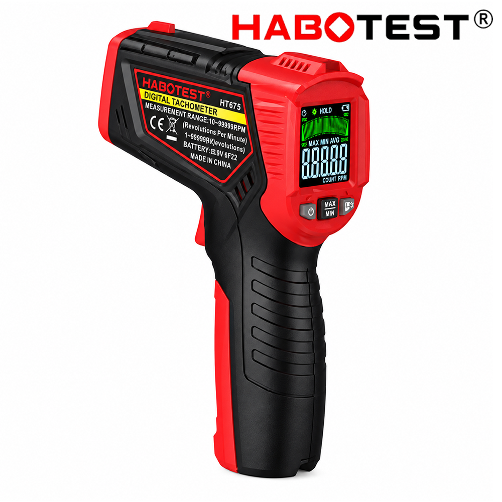 HT675Tacometro Láser Digital sin Contacto de Alta Precisión HABOTEST 10-99999 RPM