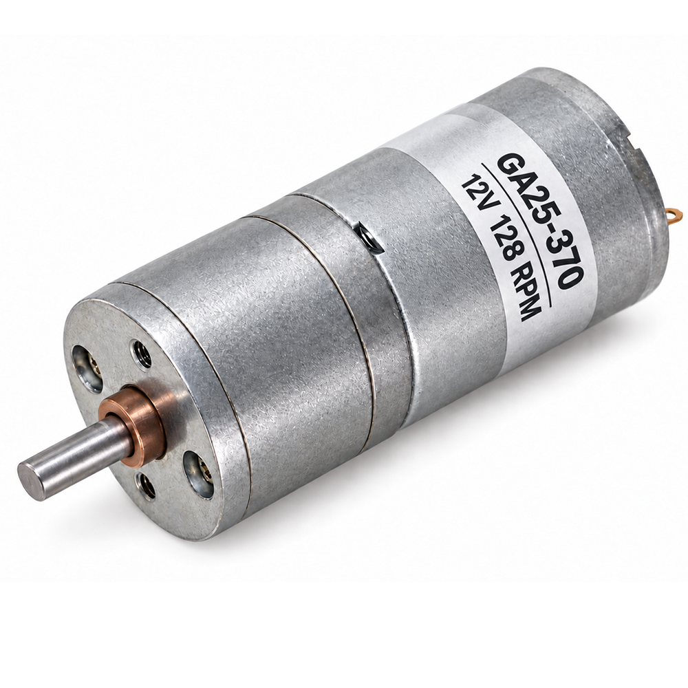 Motor de CC con Engranajes GA25-370 de 12 voltios CC y Alto Par, 128 RPM
